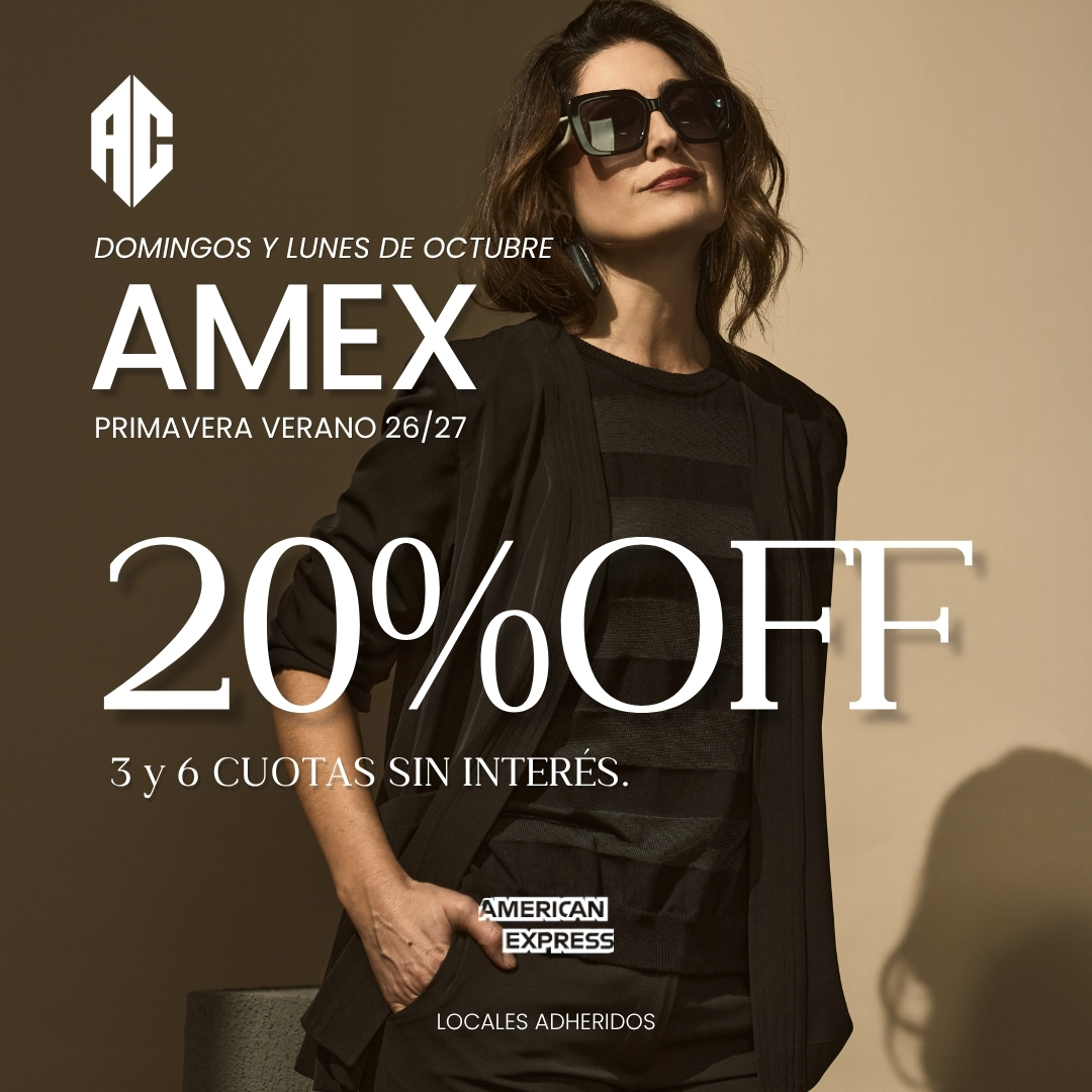 AMEX: 20% OFF + 6 CUOTAS SIN INTERÉS